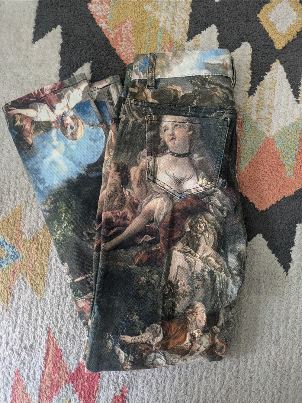 Renaissance Print Skinny Jeans From Dolls Kill - Picture 3 of 9